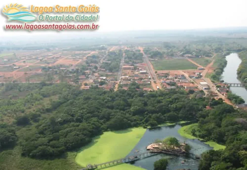 Aerial view of the town of Lagoa Santa with the lagoon in the background