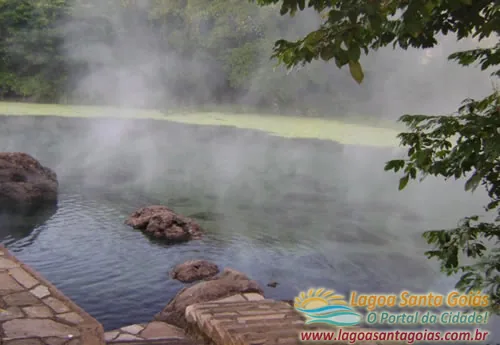 Mist over the thermal lagoon at dawn