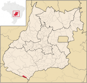 Map of Goiás showing the location of the municipality of Lagoa Santa at the far south of the state